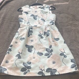 Ivanka Trump Floral Kids Dress in Cream and Gray